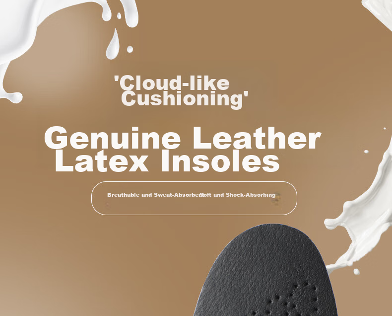 Aokang Latex Military Training Insoles Ultra-Soft Elastic Sports Shoe Insoles Cowhide Leather Men's Breathable Thickened Shock Absorption Anti-Fatigue Insoles for Long Standing 1