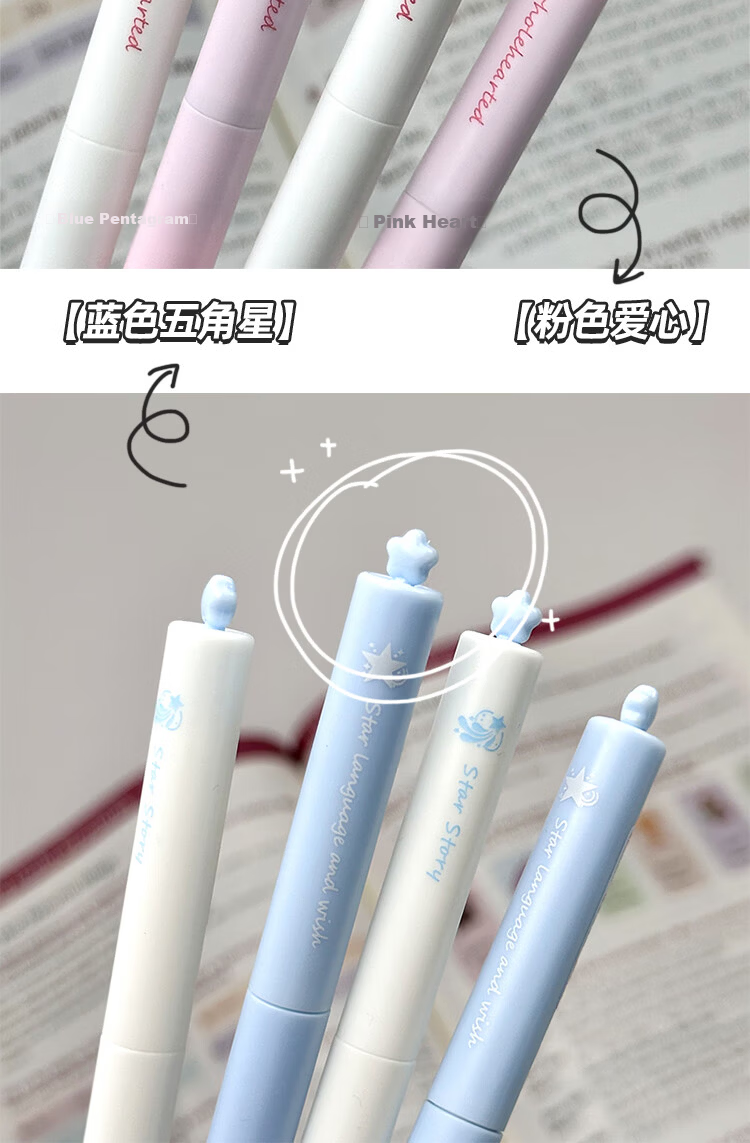 Jufu Retractable Gel Pen 0.5mm Black Ink 4-Pack Student Office Exam Writing Pen Stress Relief Rotating Click Pen Children's Day Gift 7