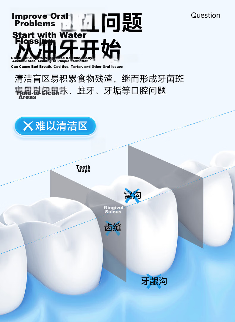 BILESHI Portable Water Flosser, Dental Irrigator, Oral Irrigator, Water Flosser, Tartar Remover, Ozone Sterilizer, Gift for Boyfriend, Girlfriend, Father's Day Present FC3810 3