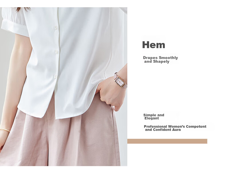 Jeanswest Women's Summer Professional Fashion Elegant Short Sleeve Formal Polo Collar Button Cardigan Top White M 6