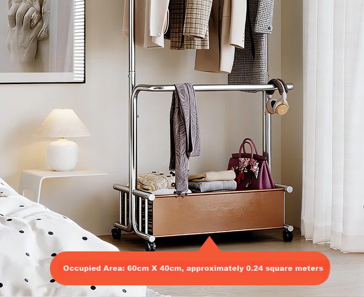 Yicai Nianhua 100CM Floor Standing Clothes Rack Bedroom Living Room Dormitory Coat Rack Storage Rack Simple Home Hat Rack Drying Rack 17