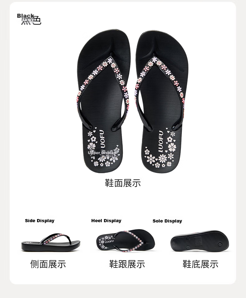 Luo Fu Women's Anti-Slip Flip Flops Bathroom Shower Silent Quick-Dry Slippers LF714010 White Pepper Size 36 21
