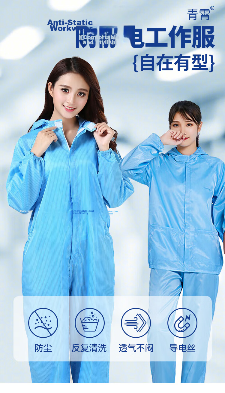 Qingxiao Dust-Free Suit, Anti-Static And Dustproof, Two-Piece, White XXL, Cleanroom Paint Protection Workwear 2
