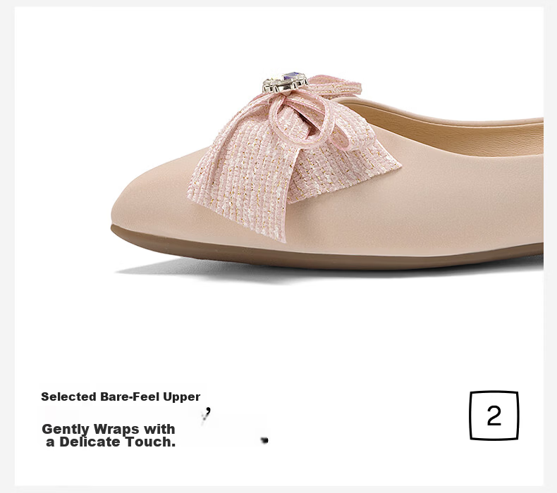 HLA French Style Flat Shoes for Women Bow Fairy Shoes Comfortable Commuter Shoes HDADXW1DEN025 Nude 39 12