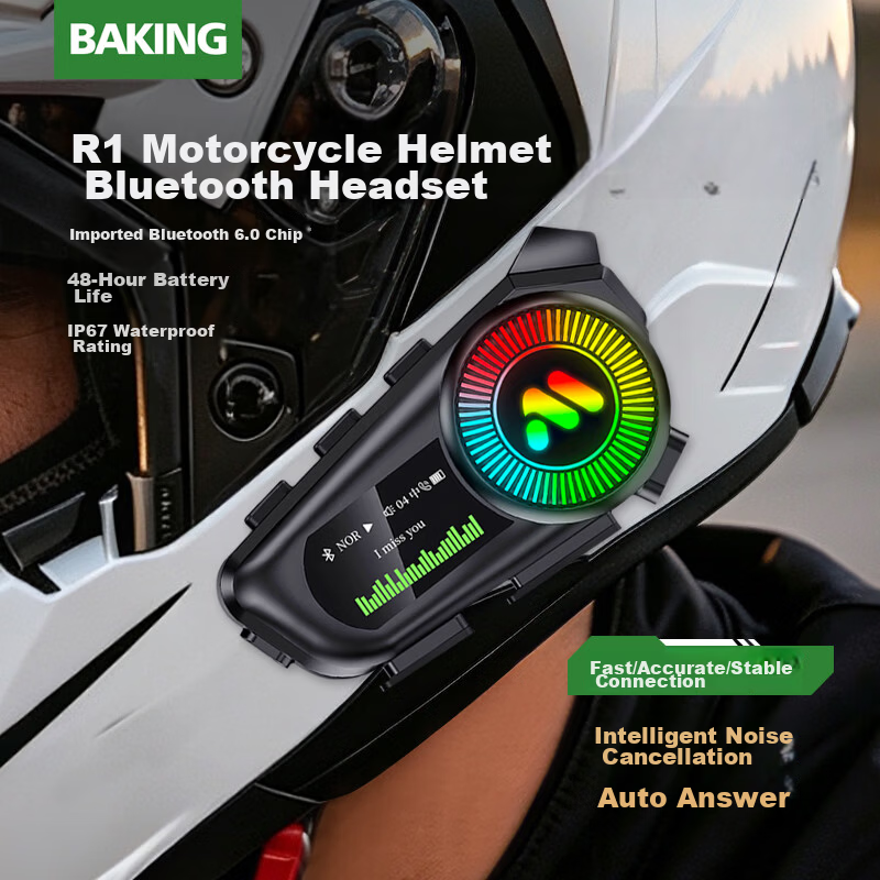 Baking Motorcycle Riding Bluetooth Helmet Headset Waterproof Level 6 Full Face Half Face Professional Intercom Headset Smart Noise Cancelling Long Battery Life