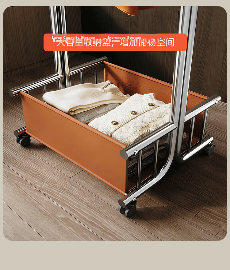 Yicai Nianhua 100CM Floor Standing Clothes Rack Bedroom Living Room Dormitory Coat Rack Storage Rack Simple Home Hat Rack Drying Rack 22