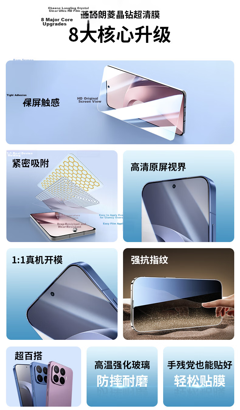 Langling [2 Pieces] Tempered Glass Screen Protector for Xiaomi 17T, HD Clear, No Black Edges, Anti-Drop, Scratch-Resistant, Anti-Fingerprint Film 2