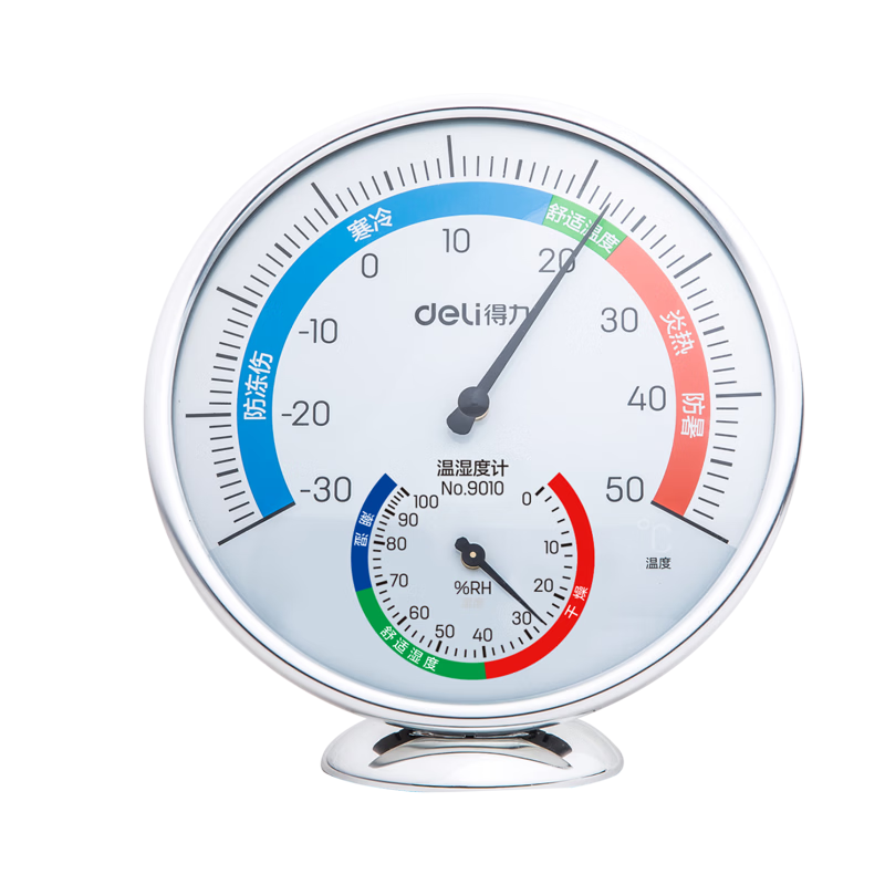 Deli Indoor Thermometer Hygrometer for Elderly, Babies And Children Birthday Gift, Desktop Battery-Free Large Dial Office Supplies Large Size