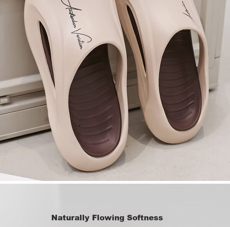 Huamei Jianbu Couple's Home Bathroom Indoor and Outdoor Anti-Slip Soft Elastic Comfortable Slippers HM23161 Beige Orange Size 44-45 2