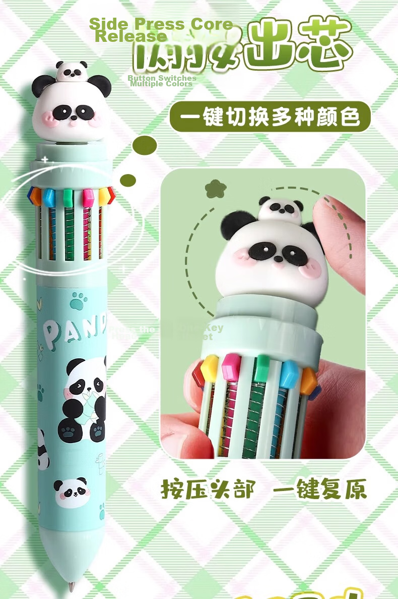 TRUECOLOR 10-Color Powder Girl Ballpoint Pen Cartoon Cute Creative Color Pen Press-Type Multicolor Multifunctional Pen Multi-Color All-in-One Student Marker Note-Taking 1101D 3