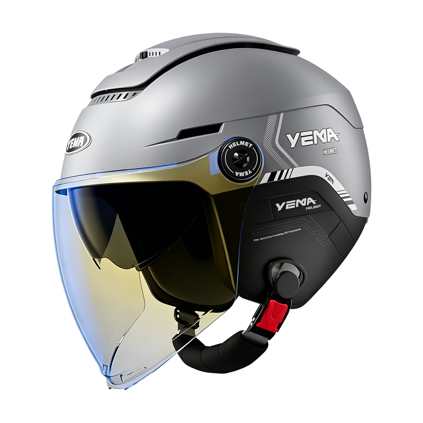 YEMA 3C Certified Electric Vehicle Helmet Unisex Motorcycle Half Helmet Winter Warm Four Seasons Universal Dual Lens Zero-Gravity Sunroof Electric Scooter Safety Helmet 370S Titanium Gray with Aurora 