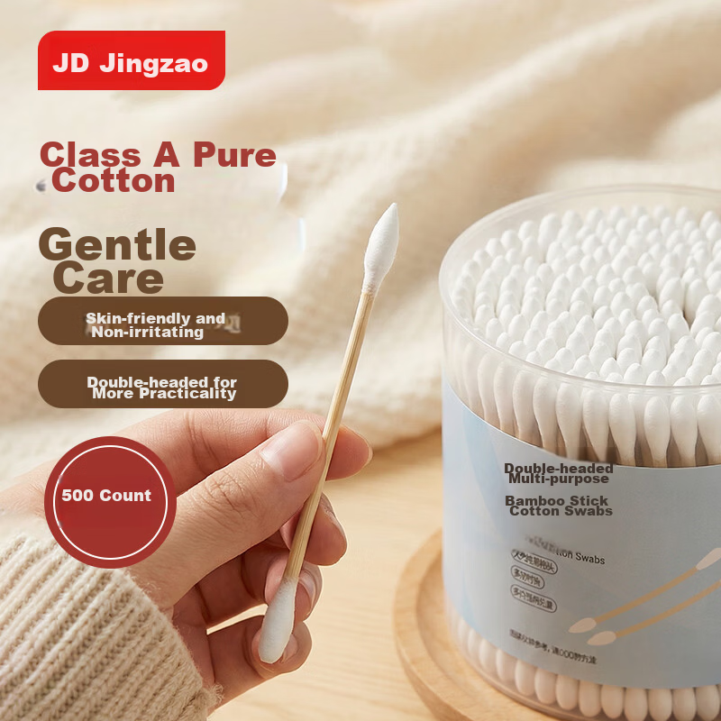 JD Original Black Double-Ended Spiral Cotton Swabs, 800 Tips/400 Pieces (200 Tips*2 Jars), Ear Cleaning Cotton Swabs 1