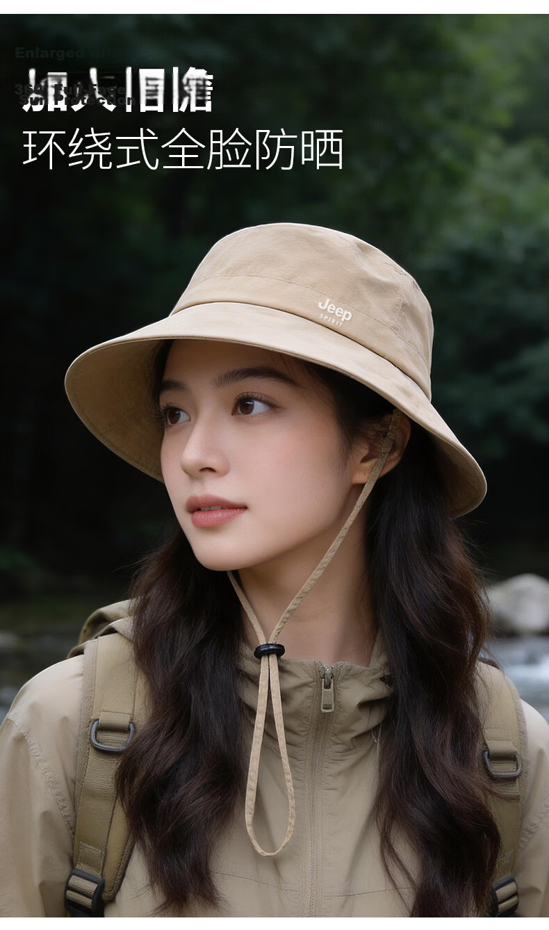 JEEP SPIRIT Women's Sunshade Bucket Hat Summer UV Protection Outdoor Hiking Sun Hat Men YF2501 Navy Blue 10