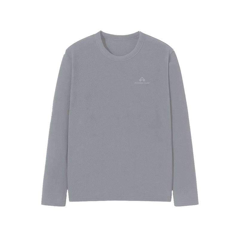 Toread Men's Fleece Pullover Spring Autumn New Round Neck Thin Polar Fleece Long Sleeve T-Shirt Warm Solid Color Base Layer Top