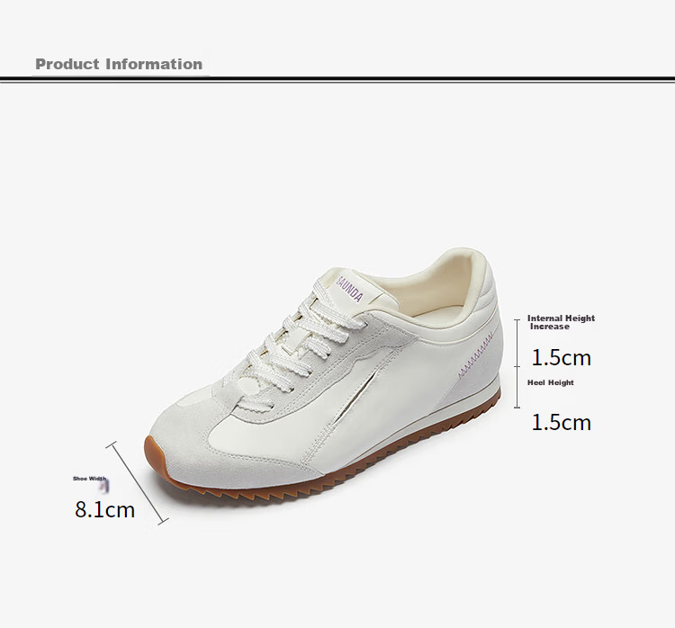 Le Saunda Meteor Dance Genuine Leather Casual Sports Height-Increasing Agan Training Shoes Women 19101 Cream White OWL 36 6
