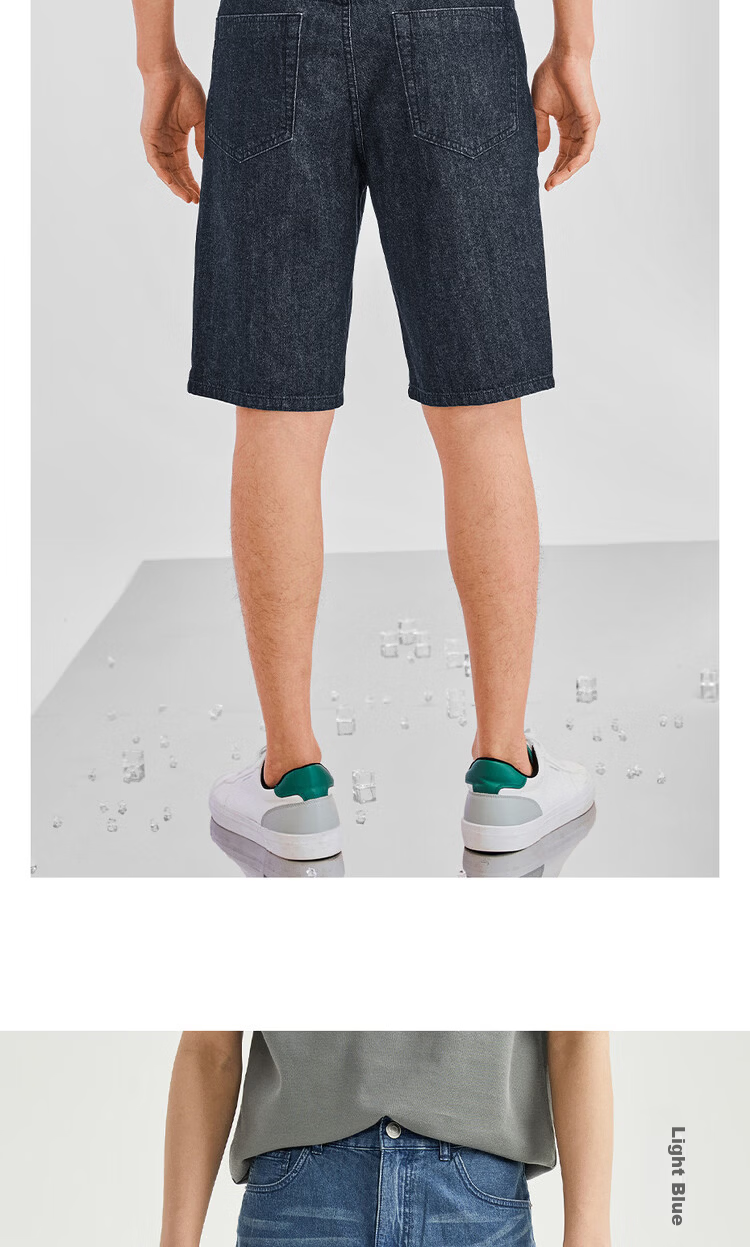 Giordano Men's 2026 Summer New Pure Cotton Lightweight Cat Whisker Mid-Rise Straight Denim Shorts 13106211 16
