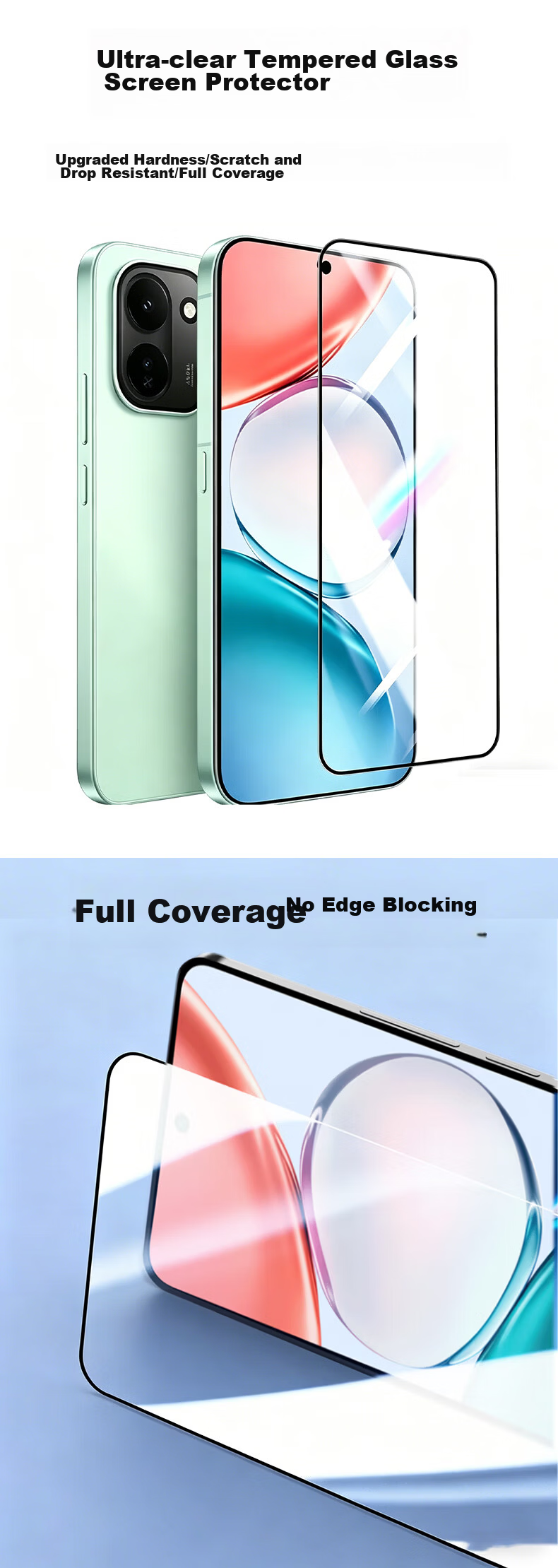 Maikuqi Tempered Glass Screen Protector for Honor Play 80 Pro, Drop-Resistant Full Coverage Ultra-Thin HD Anti-Fingerprint Film [2-Pack] 1