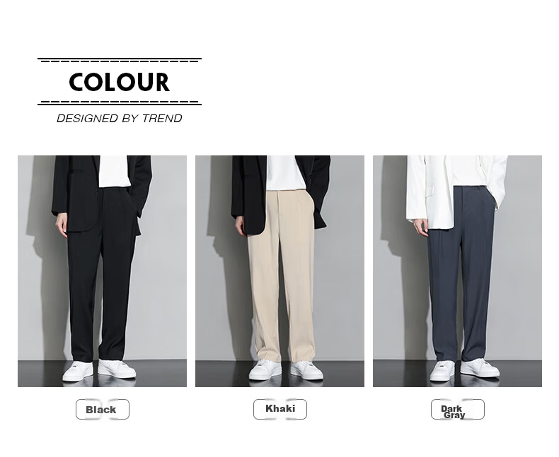 MULINSEN Men's Casual Straight-Leg Dress Pants Solid Color Simple Versatile Black 4XL 5