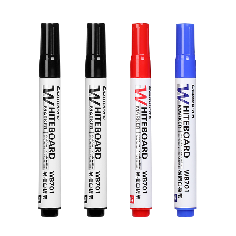 COMIX Office Meeting Erasable Whiteboard Markers Set of 4 (2 Black, 1 Red, 1 Blue) Office Stationery Durable Wear-Resistant for Teacher Training And Teaching K7014