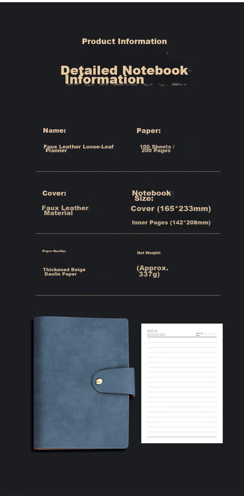 Weimei A5 Detachable Faux Leather Loose-Leaf Binder 25K Vintage Notebook Student Thickened 100 Pages Diary Journal Creative Souvenir Business Exquisite Gift Box Custom Logo Available 2