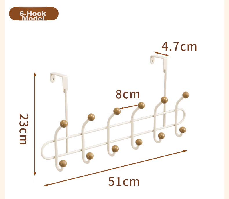 Baicaoyuan Double-Layer Door Hook Rack No-Drill Over-the-Door Storage Rack with 10 Hooks for Bedroom and Bathroom 16