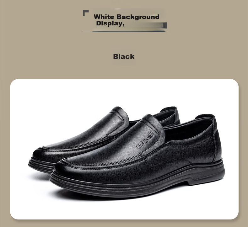 LAORENTOU Men's Business Casual Leather Shoes First Layer Cowhide Slip-On Driving Shoes Dad Shoes LA239 Black Size 40 17