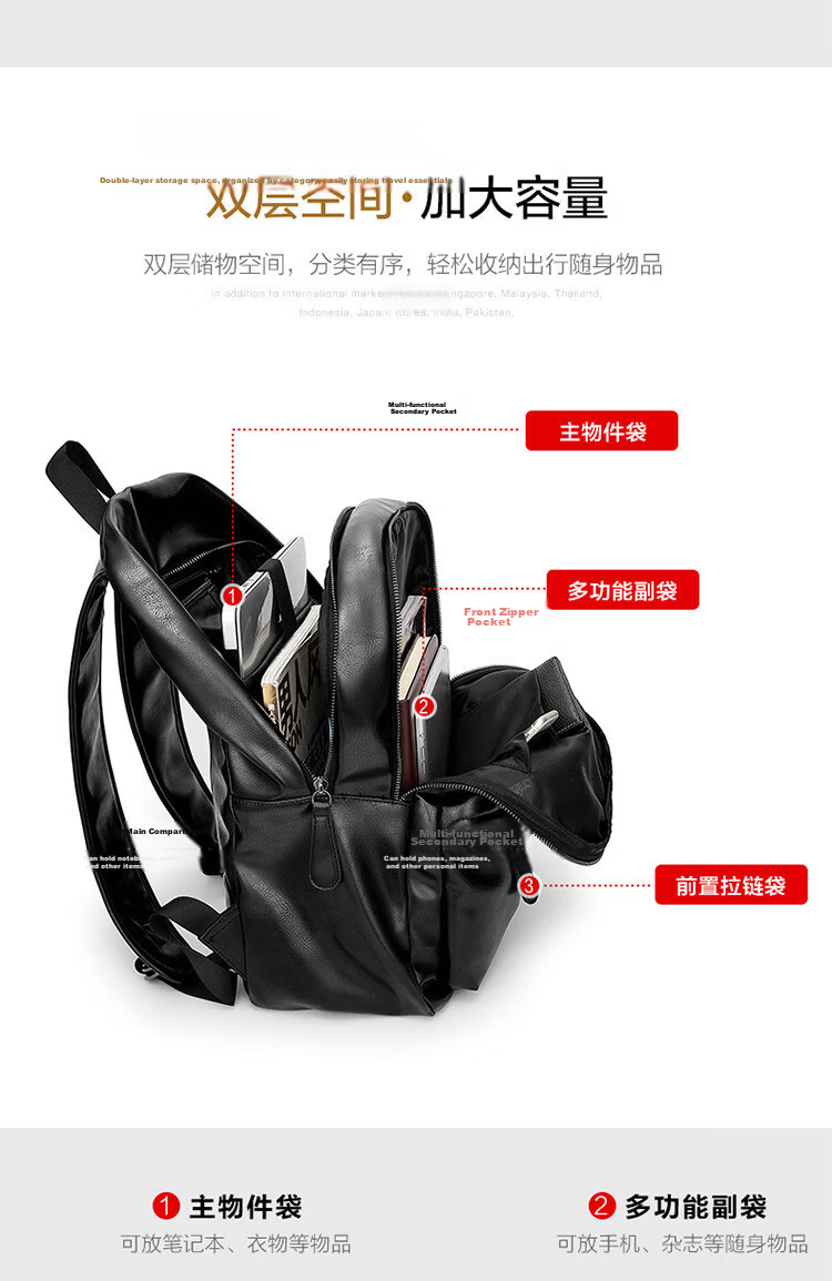 CARTELO Men's Backpack, Trendy Student Schoolbag, Large Capacity Travel Backpack, Laptop Bag, Gift 6
