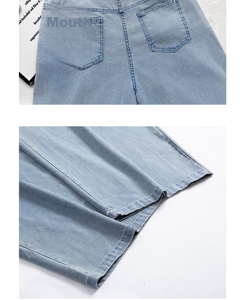 Langsha Tencel Soft Denim Wide-Leg Pants for Women 2026 Summer New Loose High-Waist Slim Straight Ice Silk Casual Long Pants 9