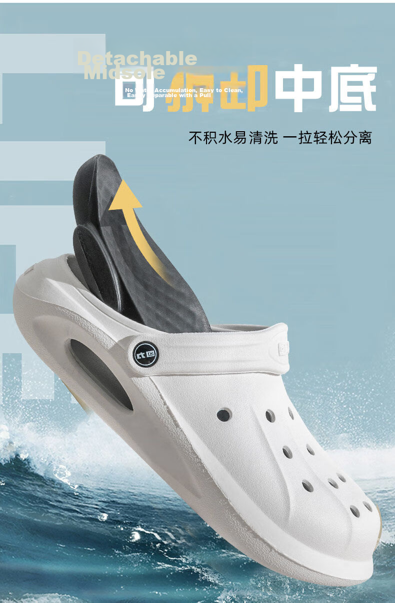 Warrior Men's Summer Breathable Slip-On EVA Beach Sandals White Size 39 5