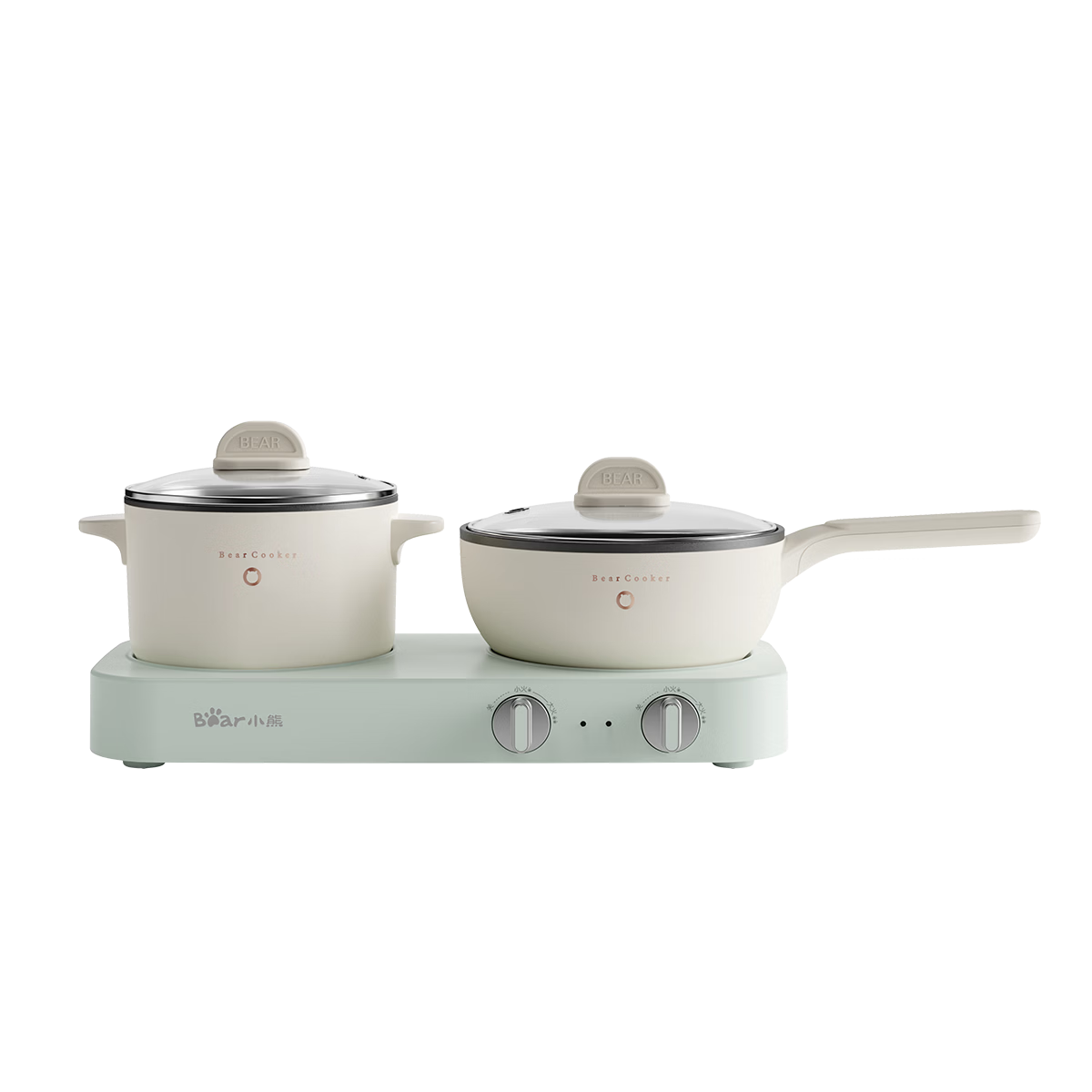 Bear Dual-Burner Electric Cooking Pot, Electric Wok, Multifunctional Electric Hot Pot, Detachable Frying, Stir-Frying, Braising And Cooking Pot, Small Electric Cooker for Dormitory Use, Electric Hot Pot E12J1 with Steamer Basket