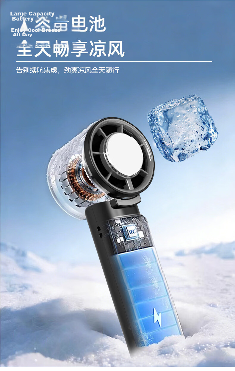 Coolmeng Handheld Mini Portable USB Rechargeable Silent Office Fan Long Battery Life Cooling Device 17
