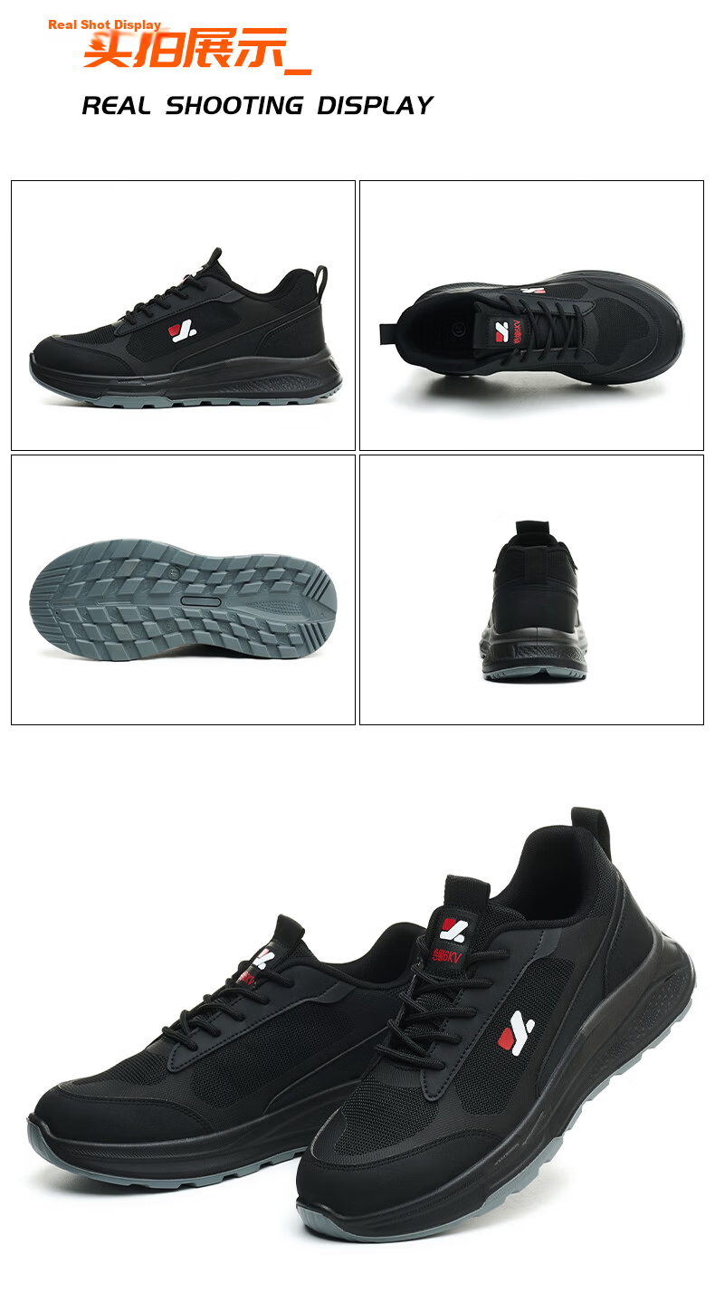 Jiuzhou Wolf Warrior Safety Shoes Anti-smash Anti-puncture Metal-free Security Inspection Insulated 6kV Protective Ultra-light Comfortable 6126 Four-season Plastic Steel Toe Solid Sole (Security Check 8