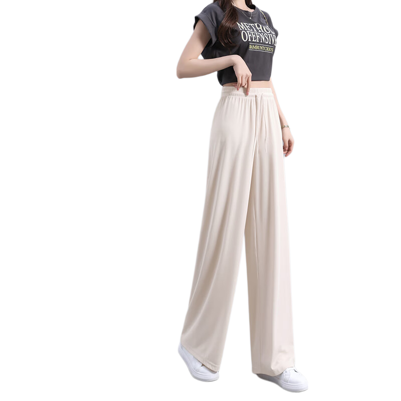 MJ STYLE Women's Ice Cool Wide-Leg Pants 2026 Summer Loose Casual Breathable High-Waist Slimming Trousers