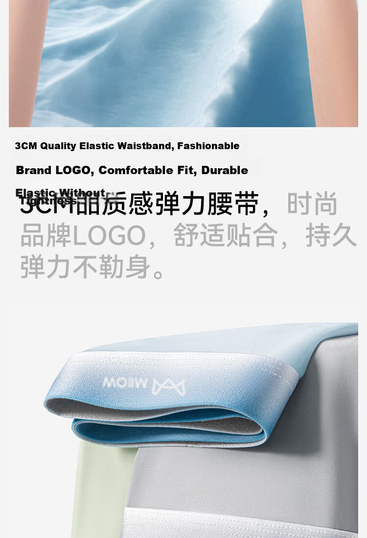 MiiOW Men's Ice Silk Underwear Summer Thin Antibacterial Boxer Briefs 10A 12