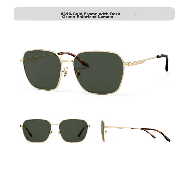 PARZIN Nylon Polarized Sunglasses, Polygon Square Frame Eyeglass Style Men's UV Protection Driving Trendy Sunglasses Gift for Men PZ8267 32
