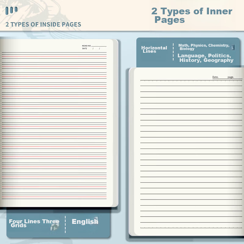 Ichimaru Kayo 7-Subject Notebook for Chinese, Math, English, Politics, History, Geography, Biology, 16K Thickened, Middle and High School Student Classroom Homework, Subject-Specific, Error Correction 4