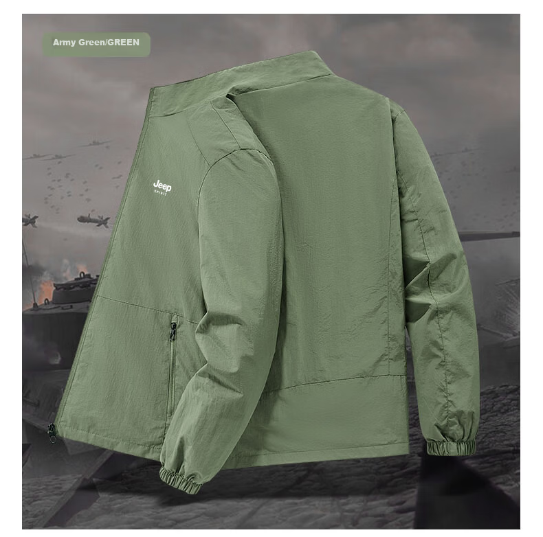 JEEP SPIRIT Men's Sun Protection Skin Jacket Summer Outdoor Sports Lightweight Jacket UV Protection Coat 13