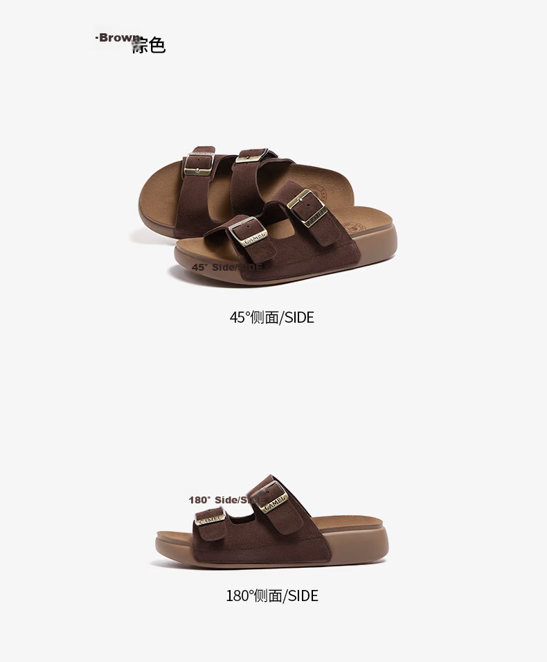 CAMEL Birkenstock Style Women's Casual Versatile Outdoor Slide Sandals L26M504022 Blue (Suede) Size 36 9