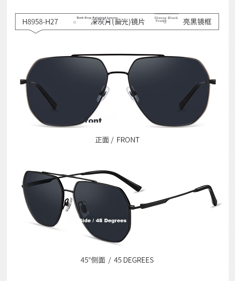 Helen Keller Day and Night Photochromic Glasses Unisex HD Driving Aviator Sunglasses H8958Y27 11