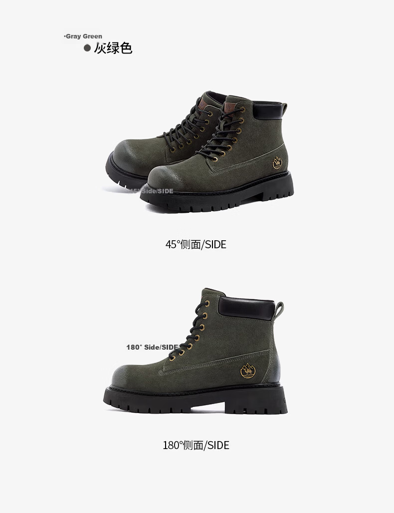 CAMEL [Shanyue] Women's Work Boots, Trendy Thick-Soled Martin Boots, L25W076018A, Khaki (Suede), Size 36 74