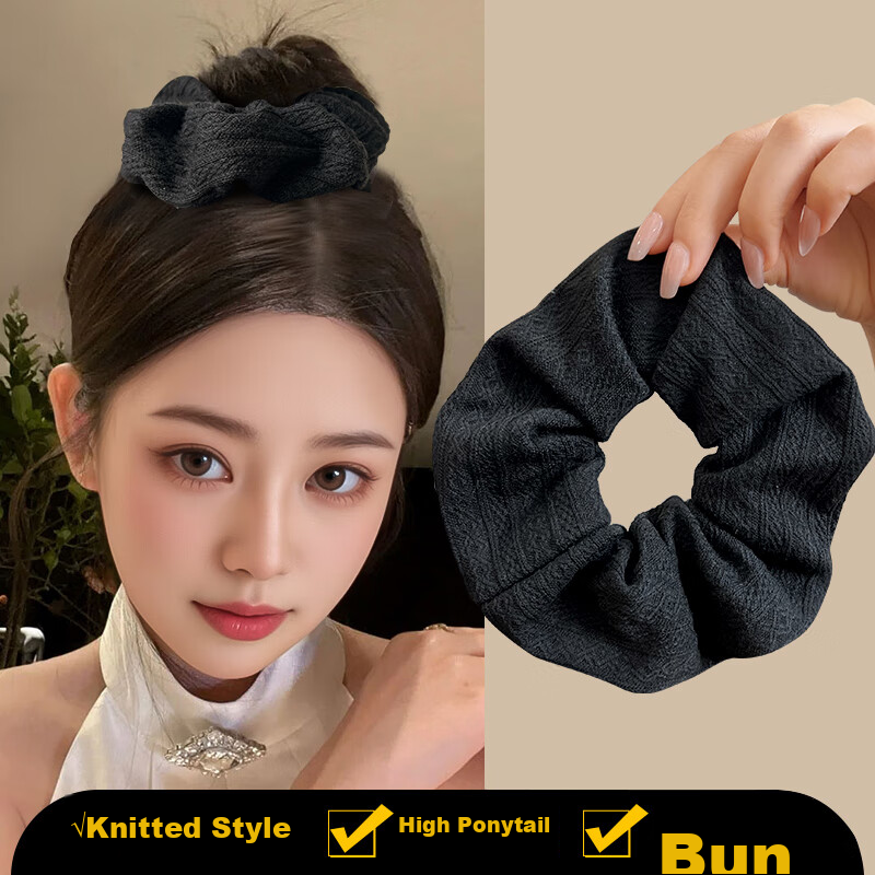 Dongyi Selected Fabric Hair Tie for Women Retro Pattern Large Ponytail Elastic Hair Band Hair Accessory Qixi Valentine's Day Gift 4