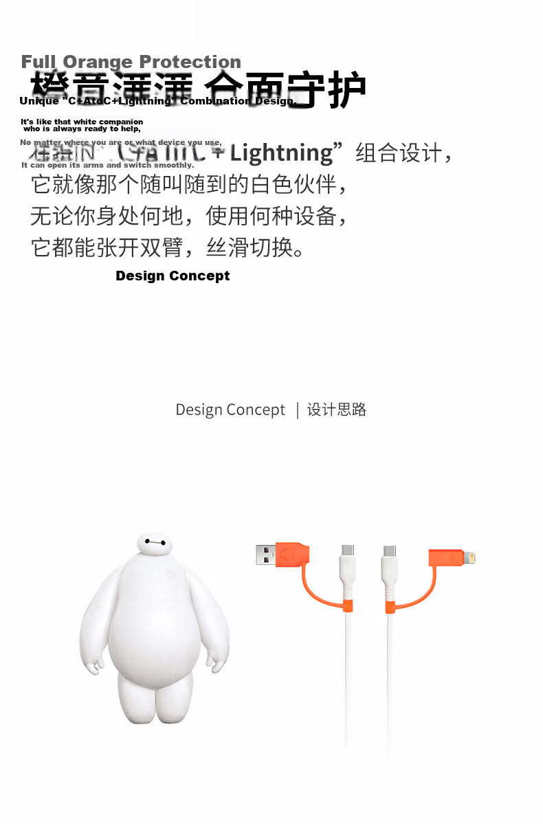 Snowkids Kevlar 100W Fast Charging Thickened Durable 4-in-1 Apple A+C to C+L Data Cable Full-Function Charging Cable 1m 3