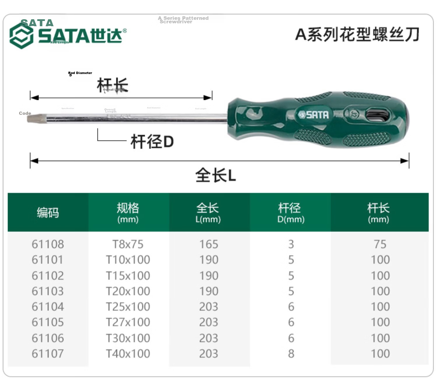 SATA 62309 Series A Phillips Screwdriver #1x150MM 11