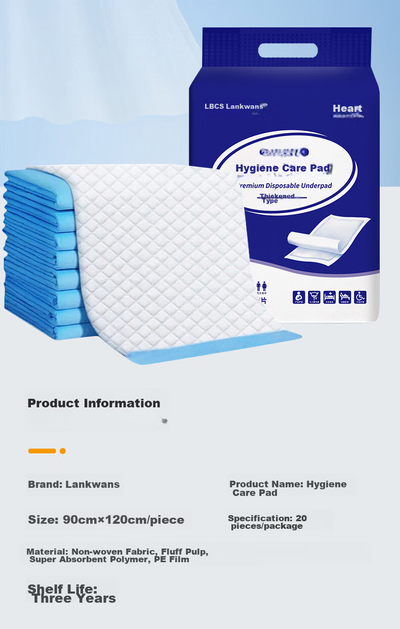 Lansais Adult Disposable Incontinence Pads Nursing Bed Pads for Elderly Babies Maternity Postpartum 90x120cm 20pcs 7