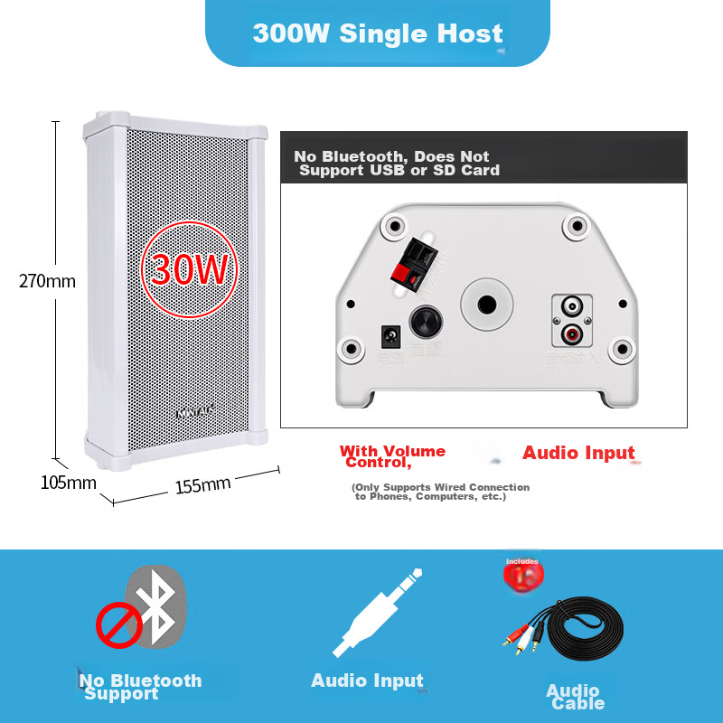 NINTAUS 30W Waterproof Outdoor Speaker with Camera, Wall-Mounted Amplifier Speaker Set for School Playground, Park, Conference, Public Broadcasting, and Shop Music 8