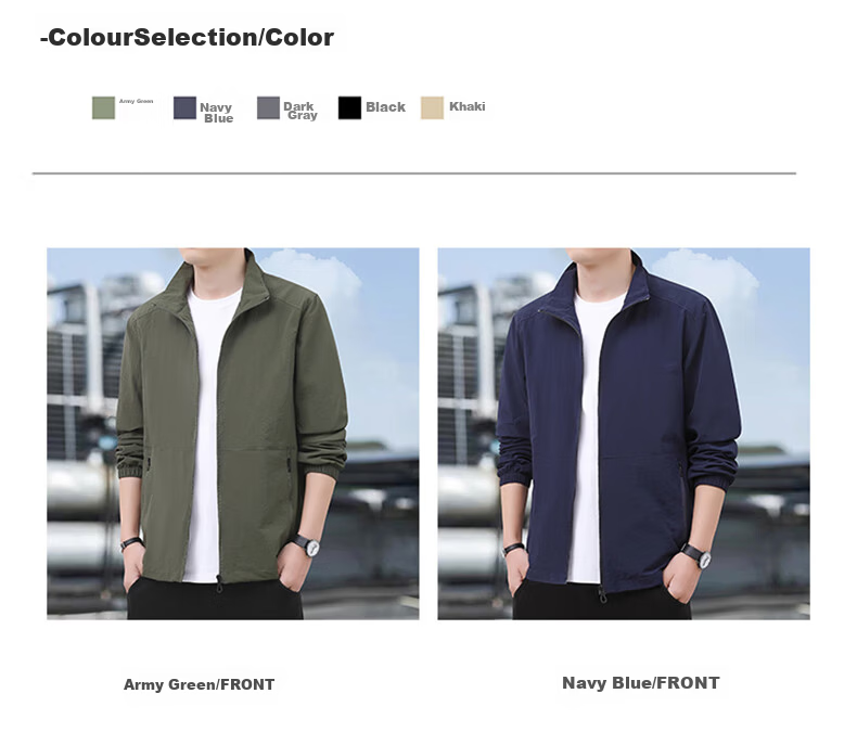 ROMON Men's Autumn Business Casual Versatile Stand Collar Executive Baseball Jacket LH03 Dark Gray XL 6