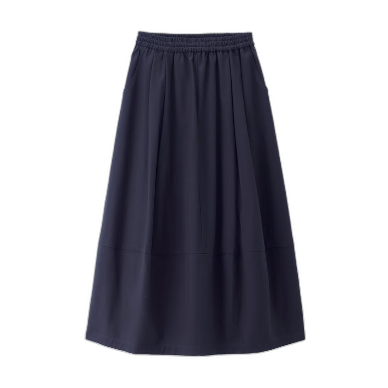 Giordano Women's Mid-Length Peplum Skirt Autumn Winter New Brushed Fabric Elastic Waist Relaxed Fit Skirt 13465866