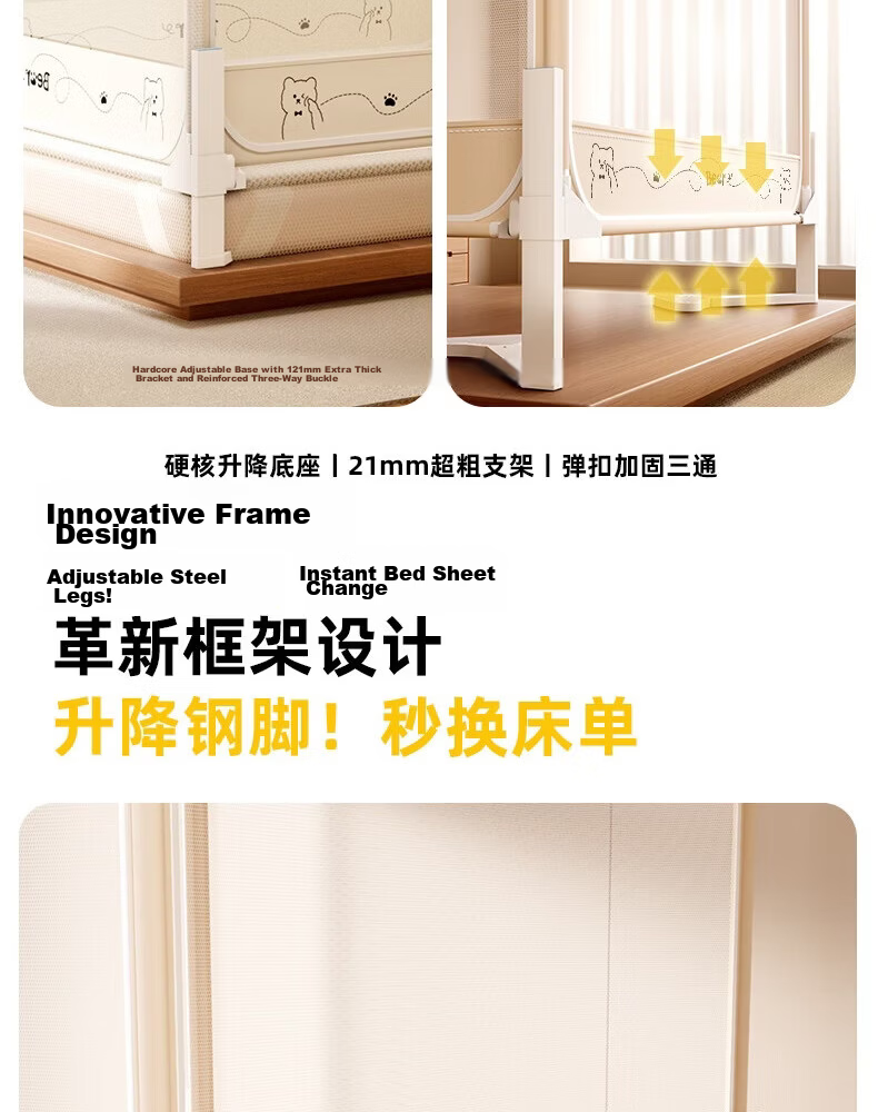 Lanwuxian Class A Household Dormitory Baby Fall Prevention Mosquito Net Fence, Three-Door Opening, 2.0*2.2 Meters 14