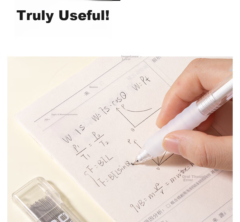 Deli Cloud Touch 0.5mm/HB Automatic Mechanical Pencil Set (1 Pencil, 20 Leads) Student Stationery Exam Drawing SH252-05 9