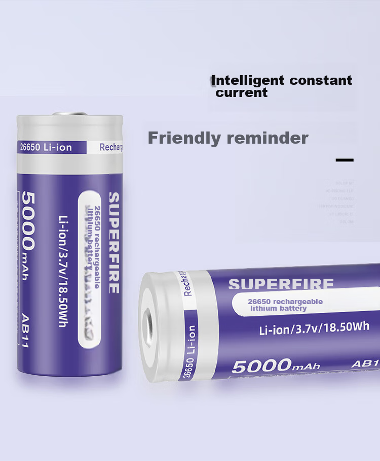 SupFire AB4 26650 Battery, High-Intensity Flashlight Accessory Dedicated Rechargeable Lithium Battery, Pointed Tip, 3.7V-4.2V 6